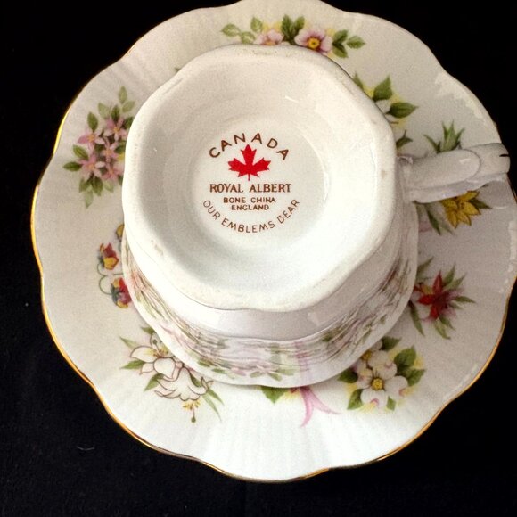 Royal Alberta Bone China Cup and Saucer - Our Emblems Dear - Picture 2 of 4